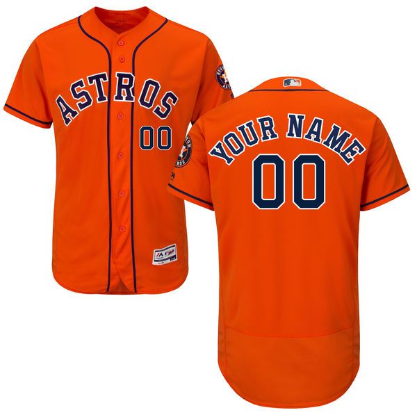 Men Houston Astros Majestic Alternate Orange Flex Base Authentic Collection Custom MLB Jersey